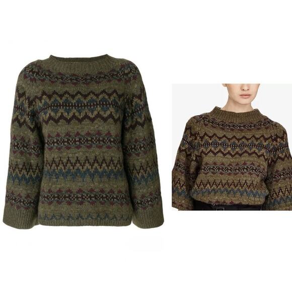 Polo Ralph Lauren Women’s Wool Cashmere Fair Isle Jumper Sweater M Boxy Vintage - Picture 1 of 7
